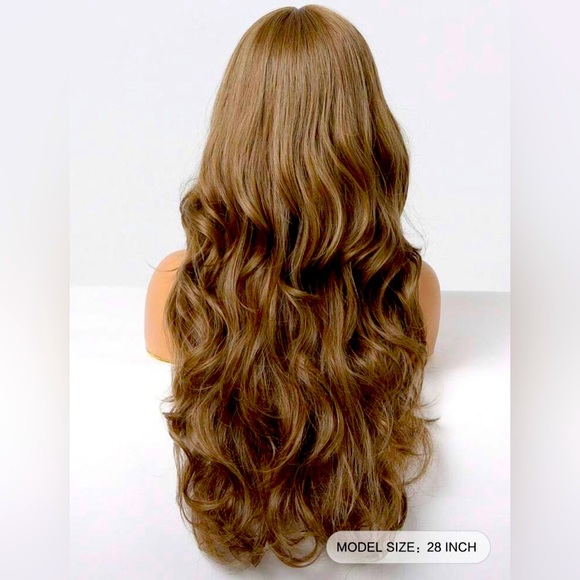 Brown, synthetic, fiber, long bang 28 inch wig - Picture 2 of 7